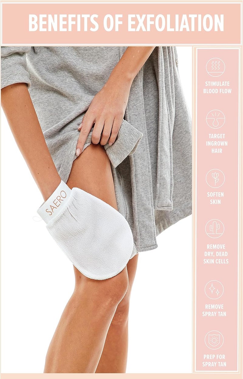 SAERO Korean Exfoliating Mitt for Body – Deep Scrub Glove for Dead Skin, Spray Tan Removal, Ingrown Hairs & KP – Korean Spa-Style Viscose Peeling Towel for Shower or Bath – 1 Count - Image 2